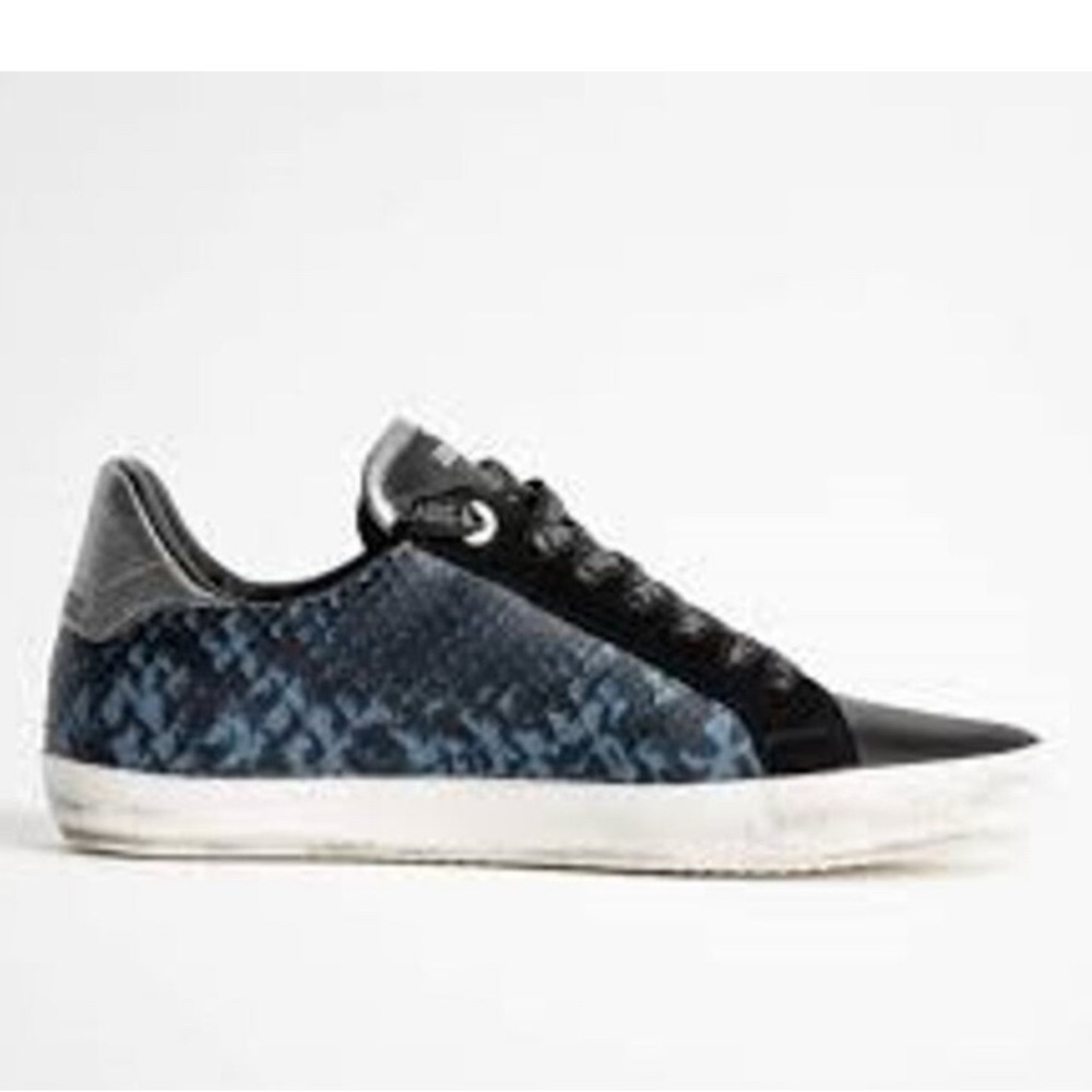 Zadig Voltaire Wild Sneaker Blue Snakeskin Leather 8.5